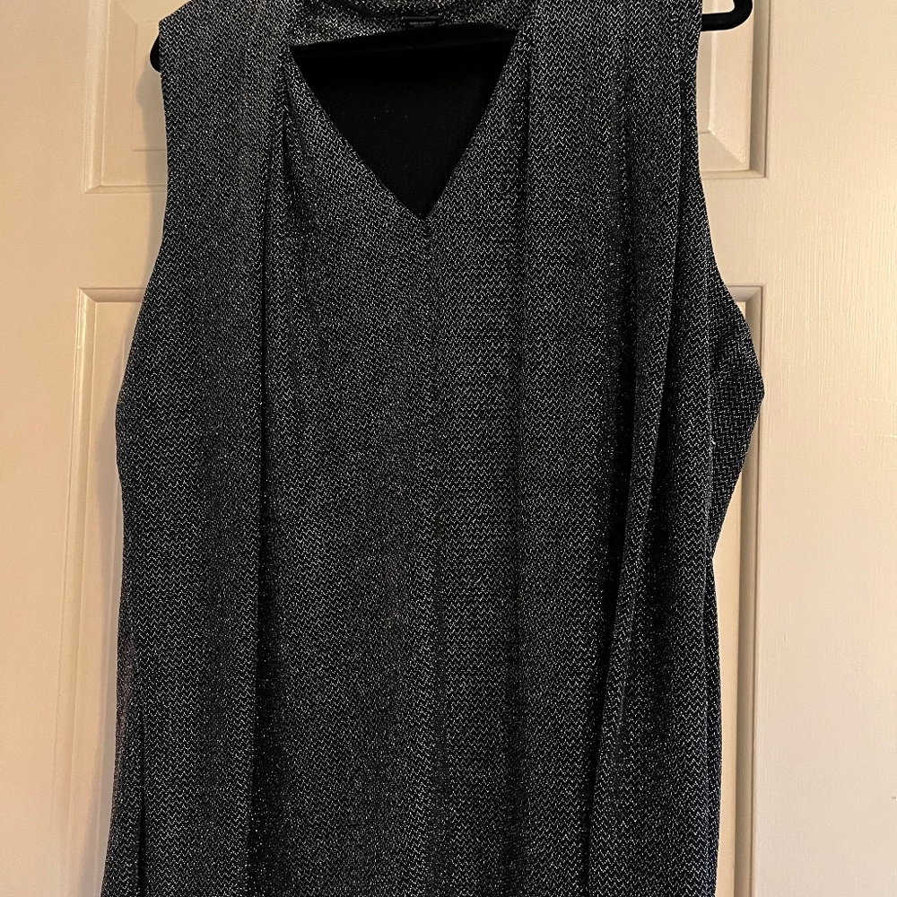 Metallic thread sleeveless top